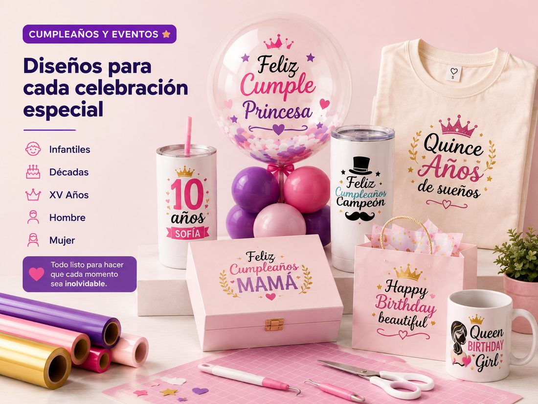 Ejemplo de diseños para Cumpleaños y eventos: Infantiles, por décadas, Damas, Hombres, Año Nuevo, Navidad